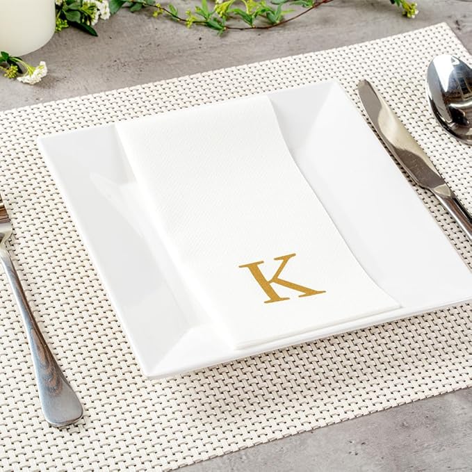 Luxenap 15.8 X 7.9 Inch Linen-Feel Guest Towels, 50 Lettered Hand Towels