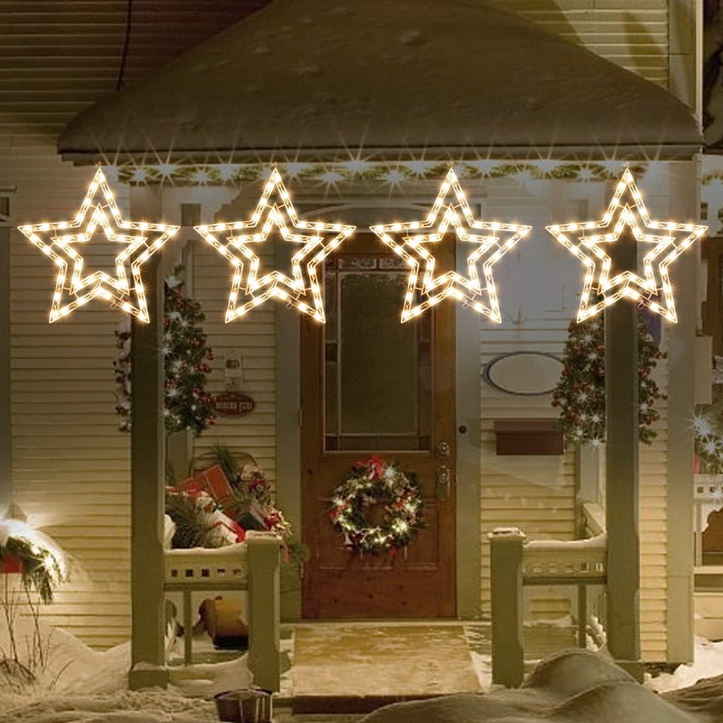 XMASLAND 14 Inch Christmas Window Silhouette Lights Decorations, 50L Christmas Sculpture,Including:Starx1