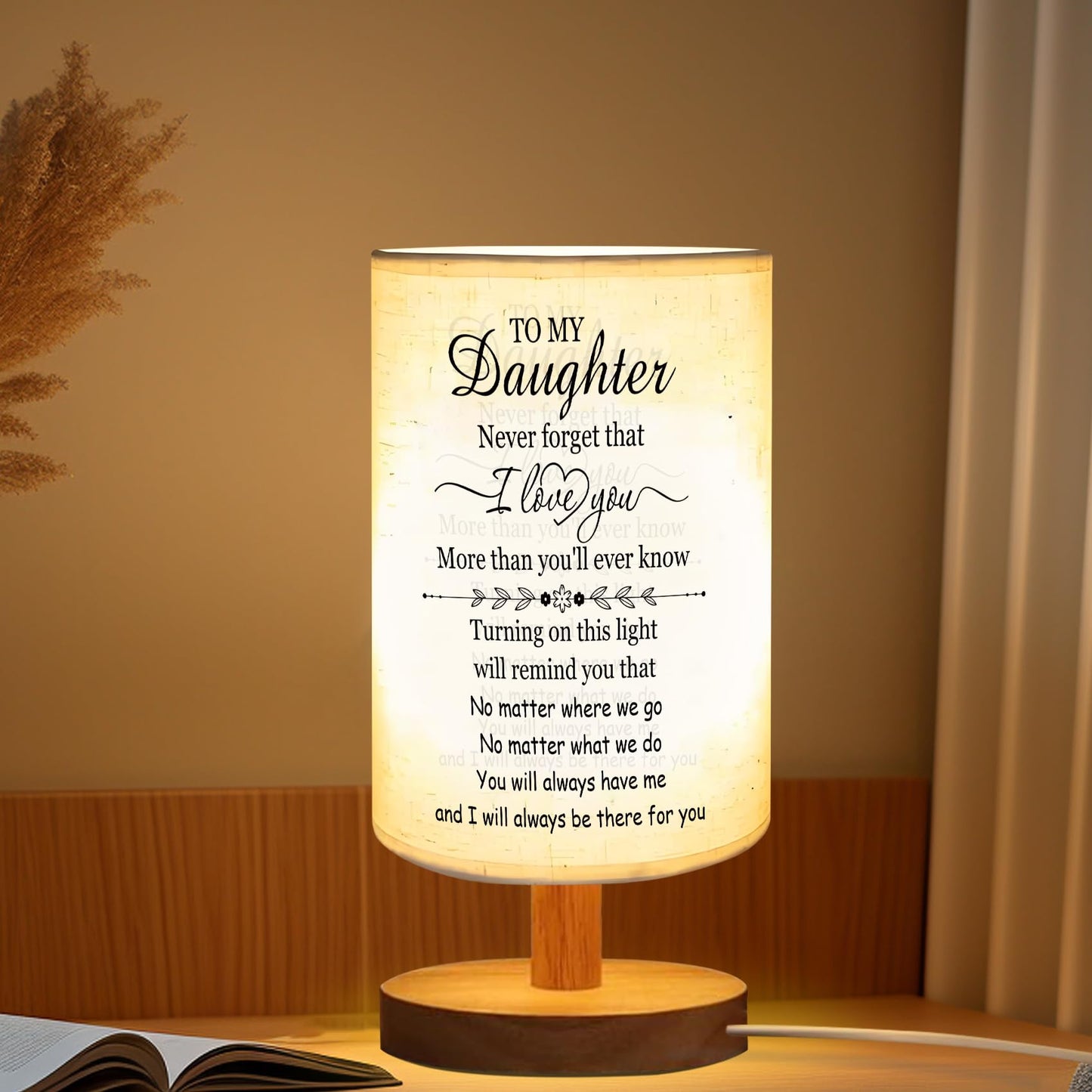 ZuEiiDop Daughter Valentines Gifts to My Daughter Table Lamp Christmas Easter Gifts for Adult Daughters from Mom Dad Mothers Day I Love You Graduation Birthday Gift for Grown Daughters Bedside Lamp
