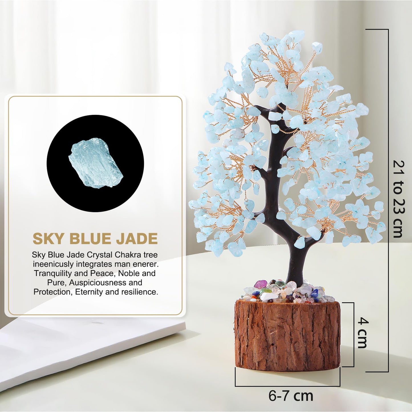 Sunnlejw Aquamarine Chakra Crystal Tree of Life,Birthday Gifts for Women, Healing Crystal and Stones for Positive Energy,Gifts for Sister and Mom,House Warming Gift,Money Feng Shui Tree Decoration