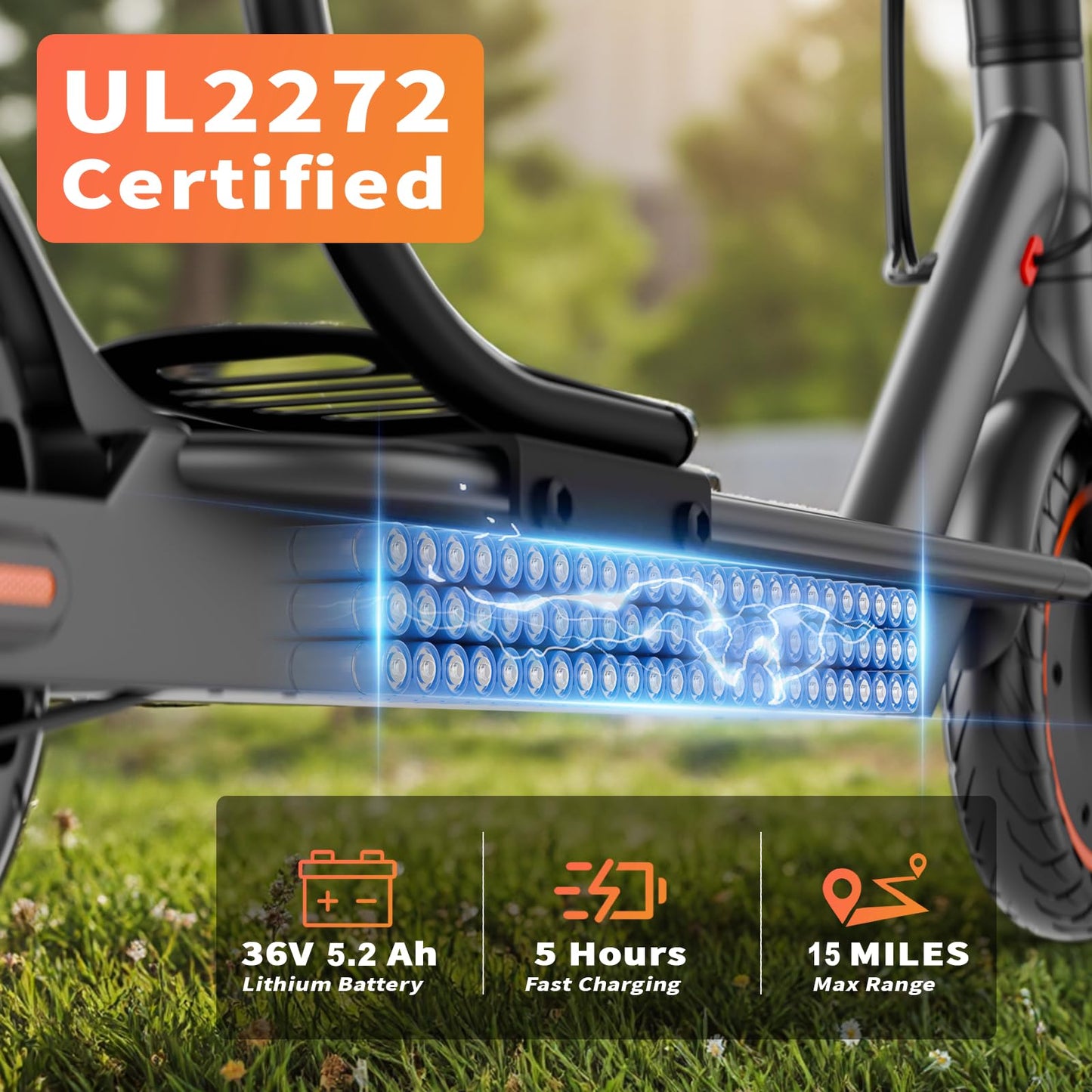 Qlaway 8.5" Aluminum Alloy Frame E Scooter for Adults 19 MPH Sport Escooter 350W Motor, Electric Scooter Up to 22 Miles Range, Bearing 265 LBS/APP Control/Seat