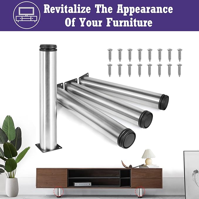 14 Inch Metal Furniture Legs Stainless Steel Adjustable Legs Silver Metal Legs