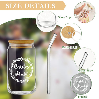 HOMENERGY Bridesmaid Proposal Gifts Set 6 - "Will You Be My Bridesmaid Kit with Elegant Box Jewelry Box Glass Cup Invited Cards Knotted Bracelets Sunglasses Scrunchies Raffia Grass Pink 54 Pcs
