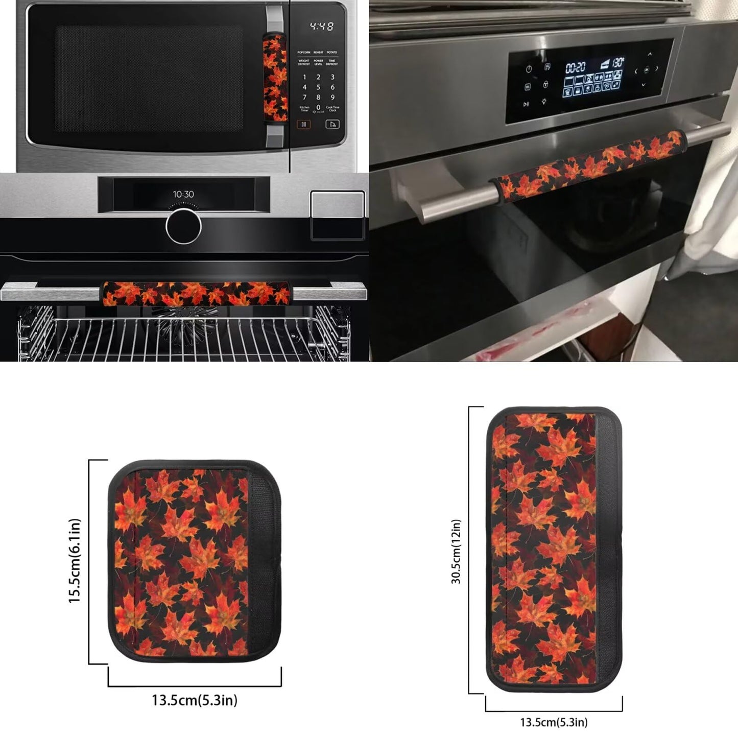 Yatixapu Fall Maple Leaf Fridge Handle Covers Set of 6 Washable Kitchen Appliances Gloves Anti-Static Refrigerator Handle Protector Keep Your Microwave Oven Dishwasher Clean from Food Stains