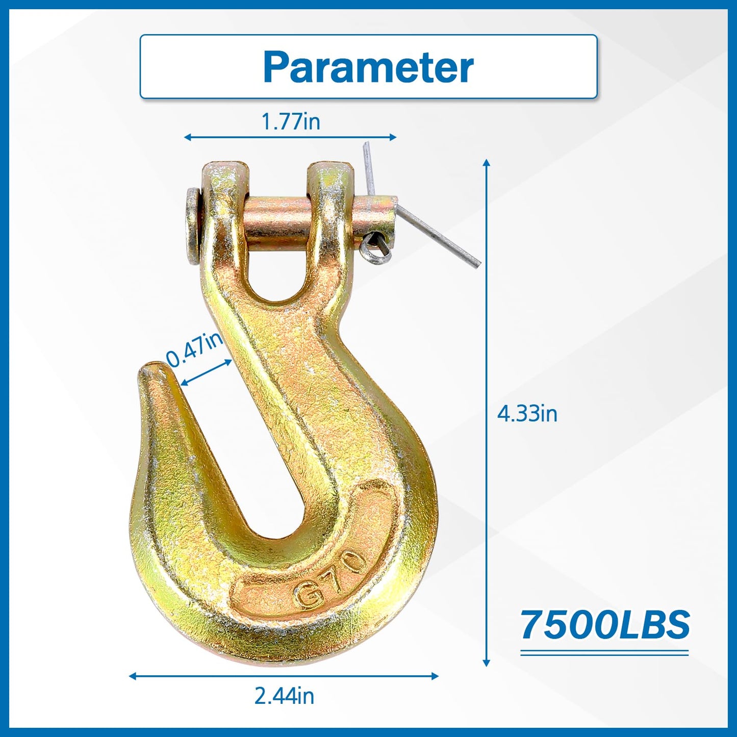 TBAPFS 2Pcs 3/8 Inch Clevis Grab Hooks Grade 70 Chain Hook 7500 Lbs Working Load Limit for Trailer Truck Transport