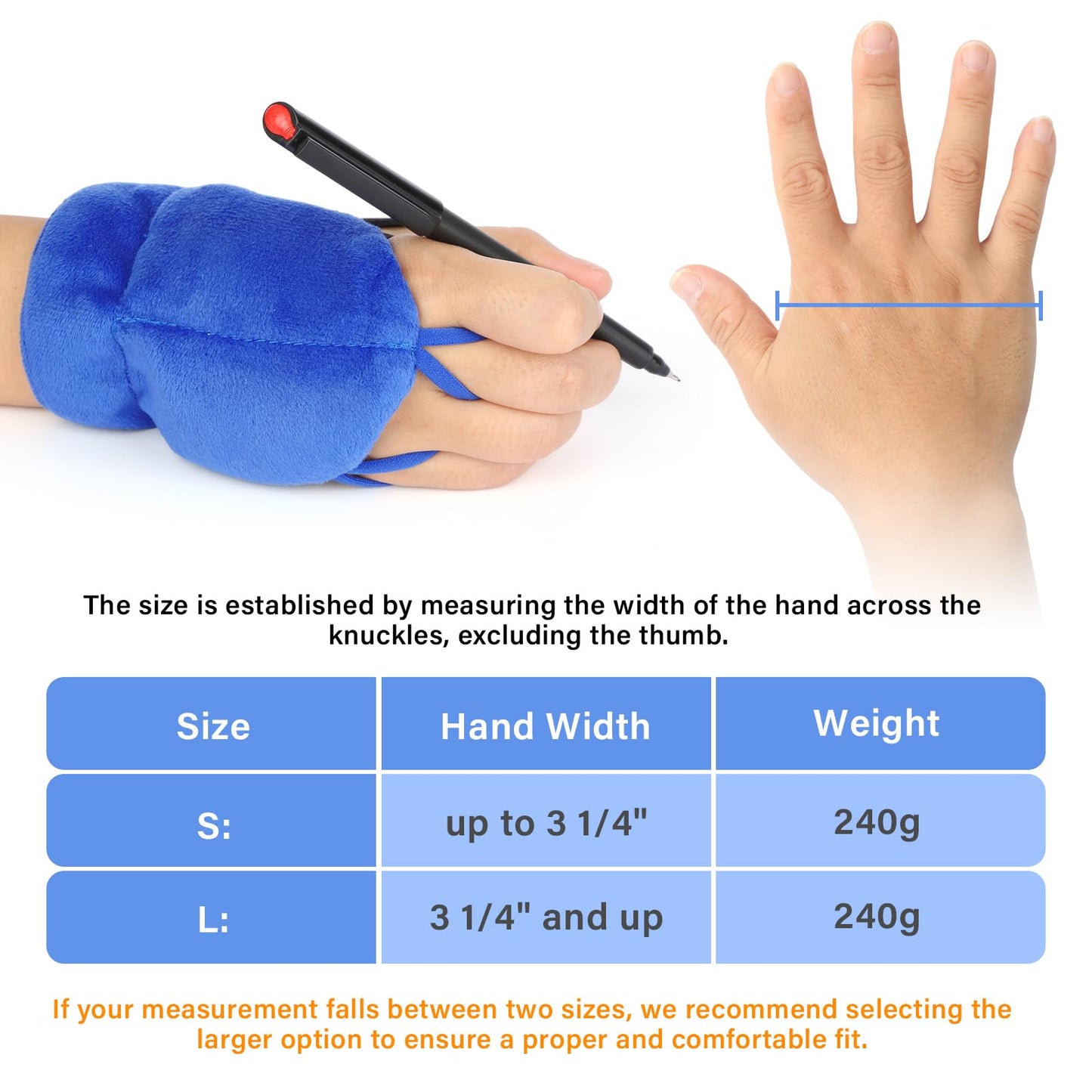 Hoomtree 2pcs Weighted Gloves for Hand Tremors and Parkinson's, Improved Hand/Wrist Stability & Mobility, Adjustable Wrist, Weights Strengthening Tool (Blue, S)