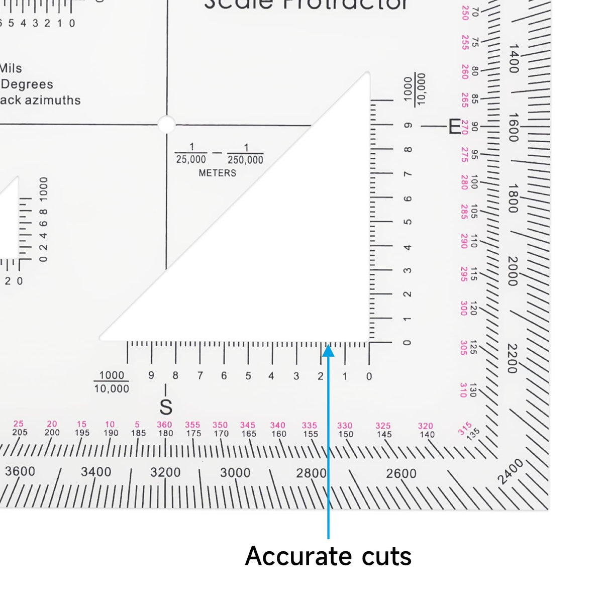 CYA Military Map Protractor Coordinate Scale Map for Land Navigation, Military Style UTM/MGRS Coordinate Scale