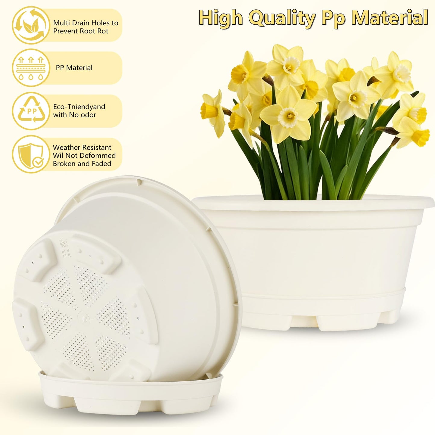 KPUVX 5 Packs 13 inch Plant Pot Modern Decorative Garden Pot with Saucer, Large planters for Outdoor Plants,Decorative Flower Pots