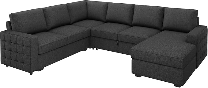 HONBAY Sectional Couch with Pull Out Bed, Sectional Sleeper Sofa with Storage