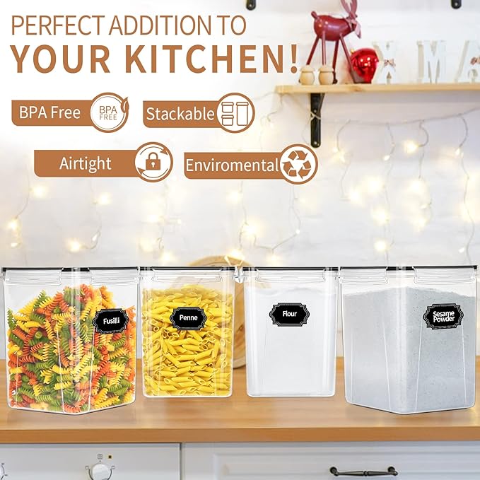 PRAKI Large Airtight Food Storage Containers 5.2L / 195oz, Baking Supplies