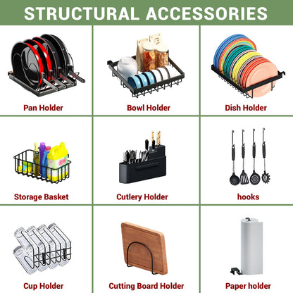 Sink Rack Dish Drainer for Kitchen Sink Racks Stainless Steel Over The Sink Shelf Storage Rack (Sink Size ≤ 32 1/2 inch) 37.4X12.5X20.5inch Black