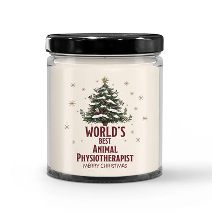 World's Best Animal Physiotherapist Candle for Christmas Party - Gifts for Coworker Veterinary Physiotherapist Employee Boss Manager Men & Women - 9oz Vanilla Scented Soy Wax