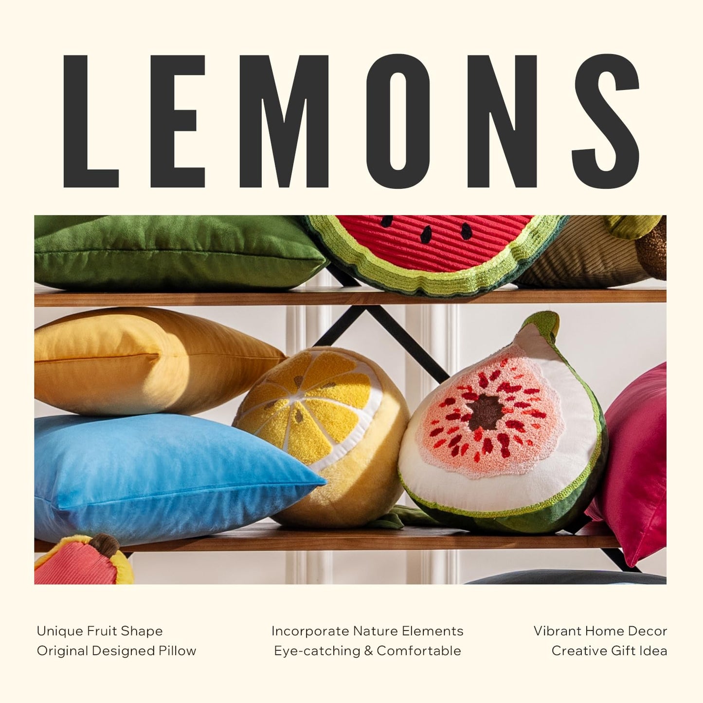 Phantoscope Papaya Shaped Throw Pillow, Fruit Themed Cushion for Couch, Bed and Chair, Pink, 10 x 15 inches