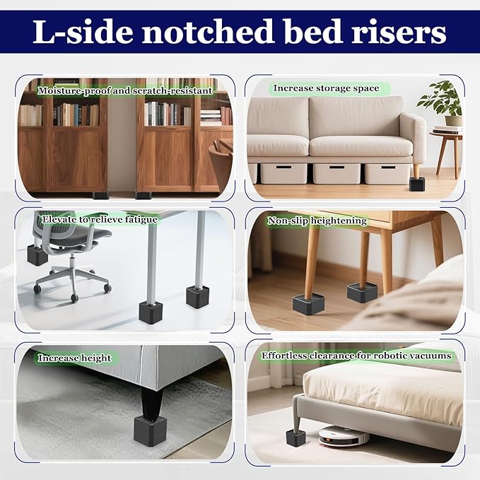 Bed Risers Heavy Duty, Adjustable Furniture Riser Blocks Lift 1.5, 4.3 inches