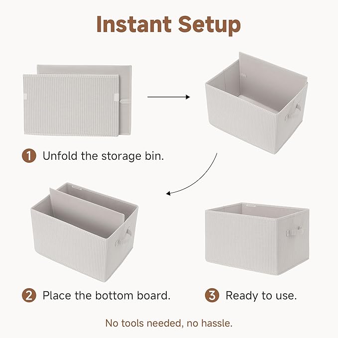 StorageWorks Foldable Shelf Organizer Bins, Closet Storage Baskets