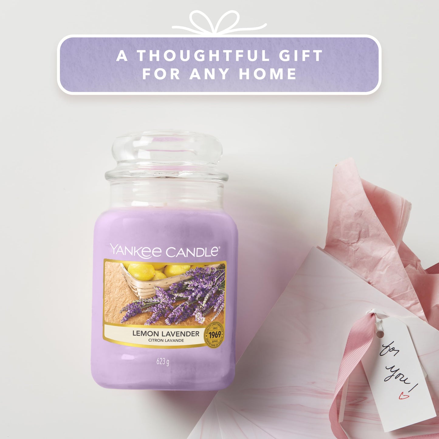 Yankee Candle Scented Candle | Lemon Lavender Large Jar | Long Burning Candles: up to 150 Hours | Perfect Gifts for Women
