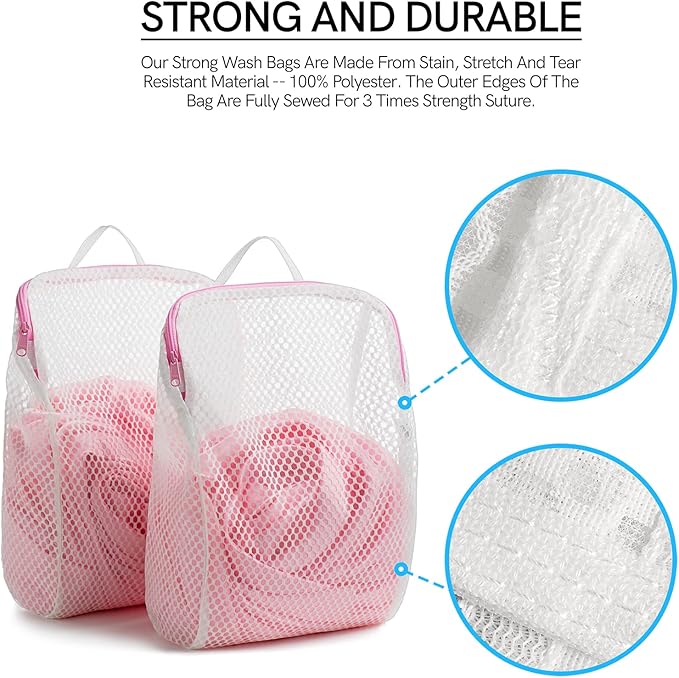 COMLIFE Set of 2 Delicates Honeycomb Mesh Laundry Bag, Use YKK Zipper,