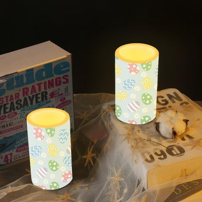 Luarisgur Blue Flameless Candles LED Easter Eggs Decorative Candles Battery Operated Ornage Flickering Candles with 18-Key Remote Timer Pillar for Home Living Room Party Table Decorations