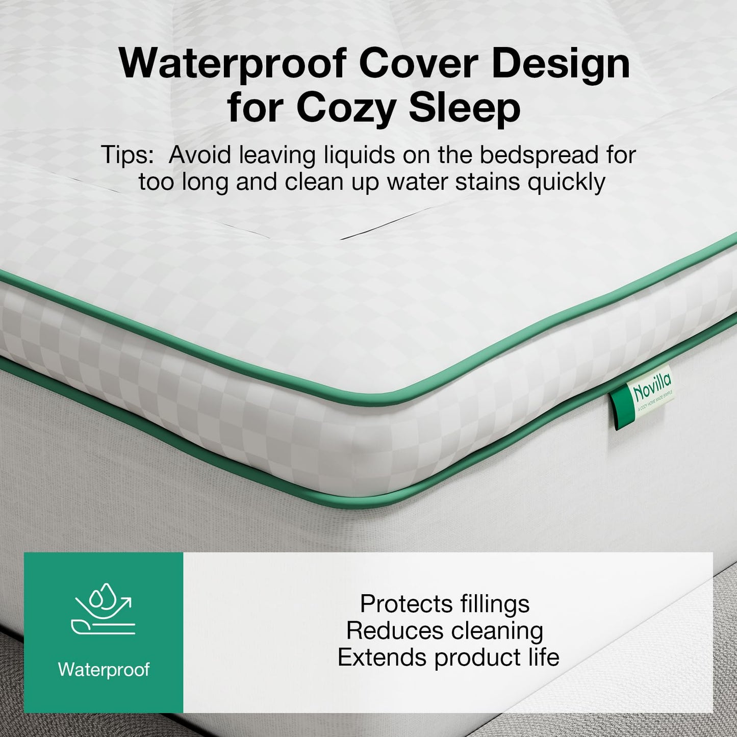 Novilla Full Mattress Topper, Extra Thick Pillow Top Mattress Pad, Down Alternative Fill Breathable Cover, 8-21" Deep Pocket Soft Bed Topper for Back Pain Relief