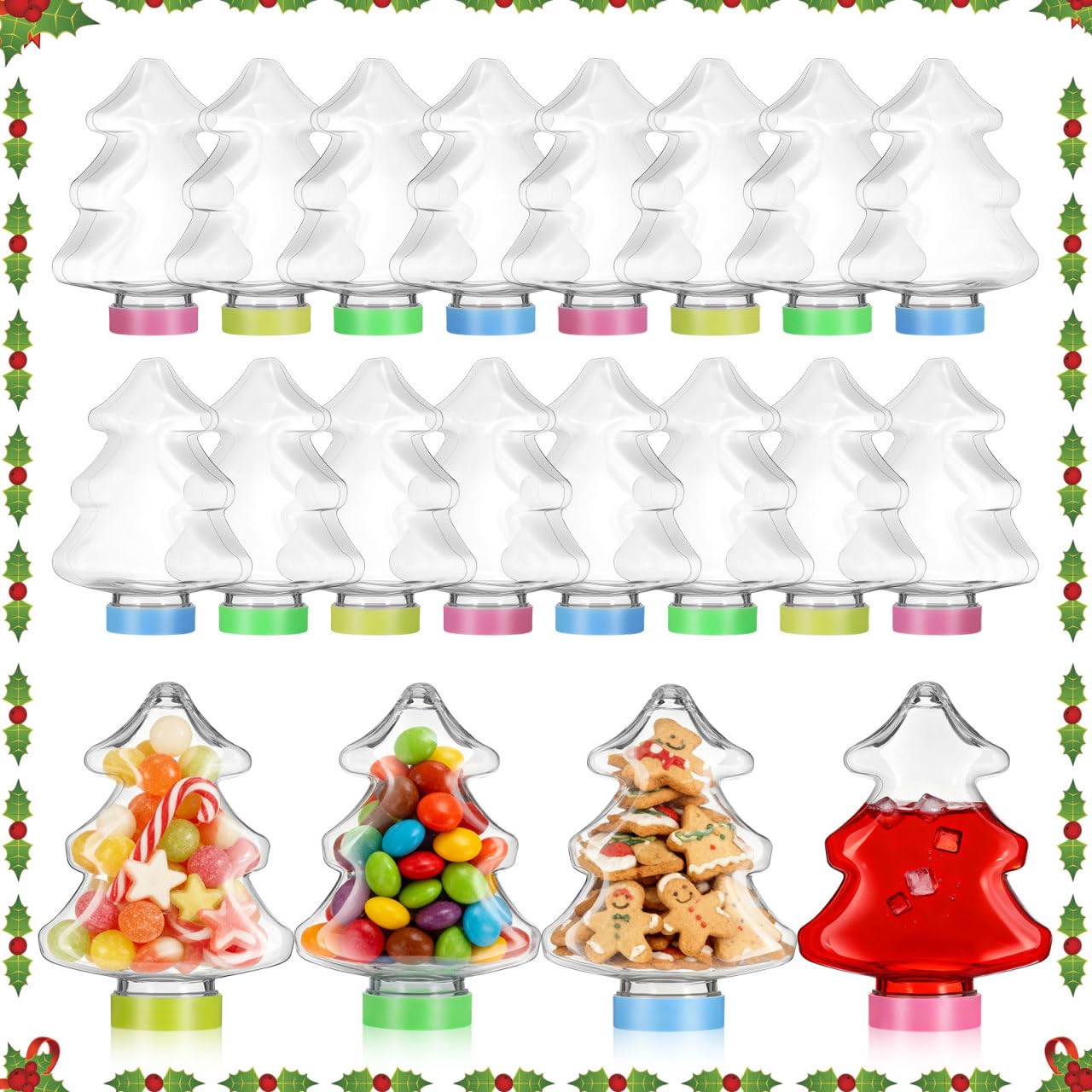 Ciieeo 25Pcs Acrylic Candy Boxes Tree Shape Plastic Candy Box for Christmas Birthday Back to School Wedding Decor
