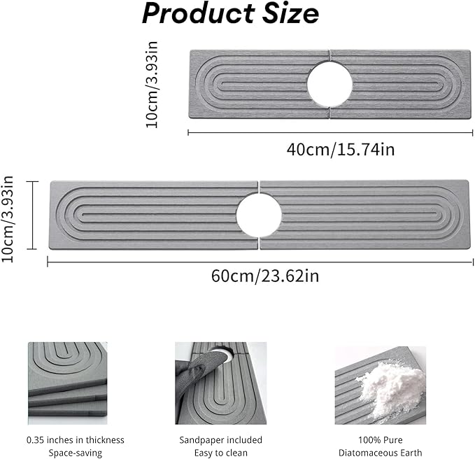 Sink Faucet Mat Splash Guard, Stone Quick Dry Faucet Mat
