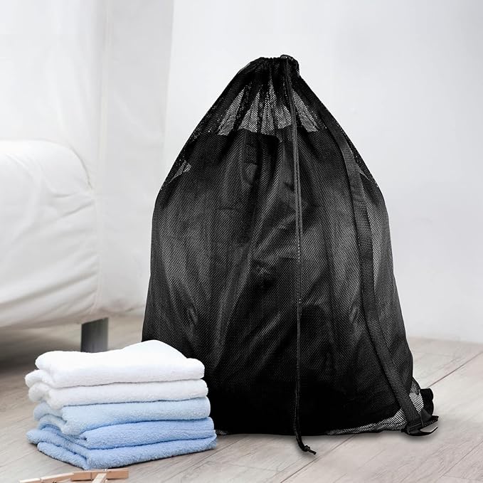 Mesh Laundry Bags with Adjustable Shoulder Strap, Drawstring Closure, Mixed