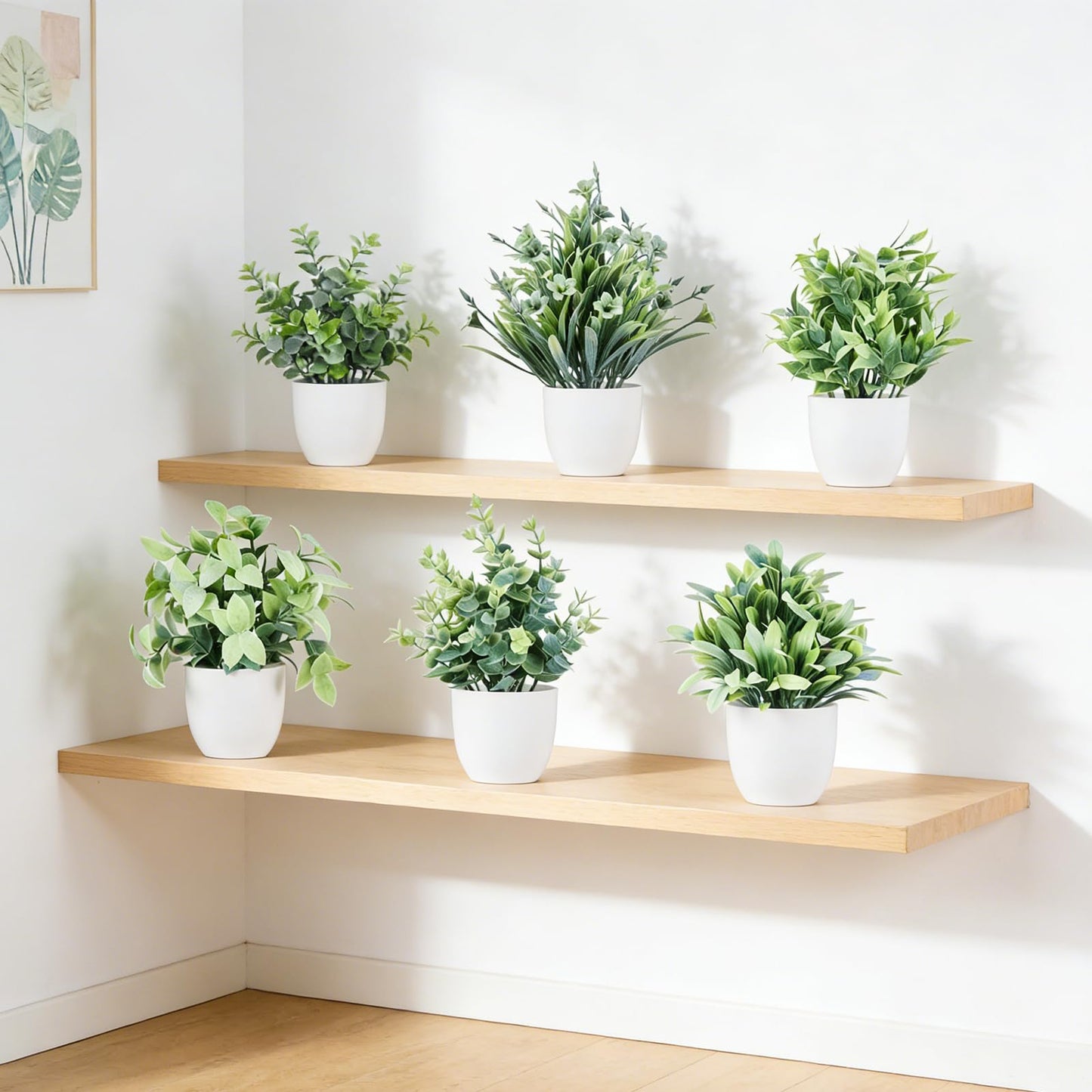 TngsChryxia 6pcs Mini Fake Plants Office Decor for Women, Small Artificial Plants Home Spring Decor Living Room, Indoor Small Plant Potted Faux Greenery for Farmhouse Bathroom Decorations