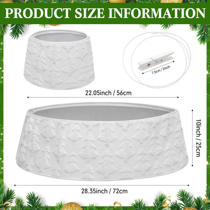 Halloscume 28.35 Inch Christmas Tree Collar Xmas Trees Skirt Boho Rustic White Faux Fur Christmas Tree Ring Skirt with Trees Pattern for Xmas Holiday Decoration Home Decor