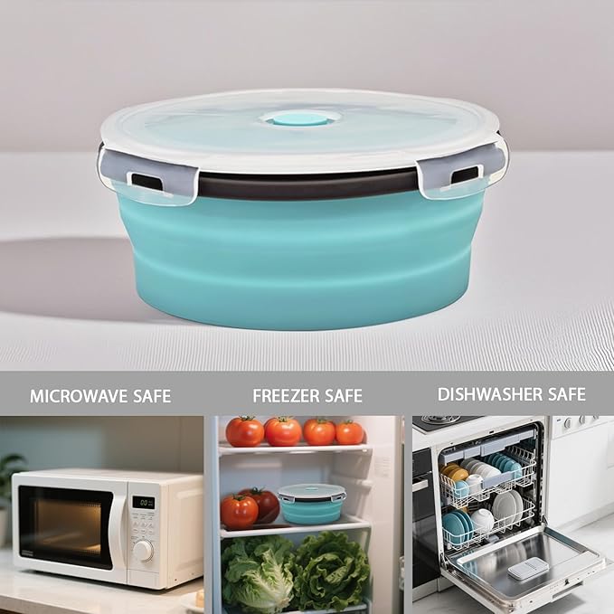 8 Collapsible Food Storage Containers, Silicone Collapsible Food Storage