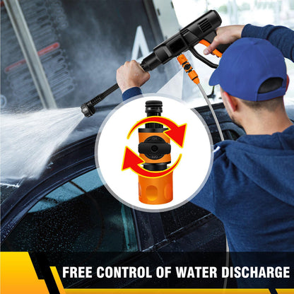 Cordless Pressure Washer,21V 45 Bar/652 PSI Portable Pressure Washer with 2PCS 3.0Ah Battery,6-in-1 Adjustable Nozzle,5m Hose Pressure Cleaner for Car/Floor/Garden Cleaning & Watering