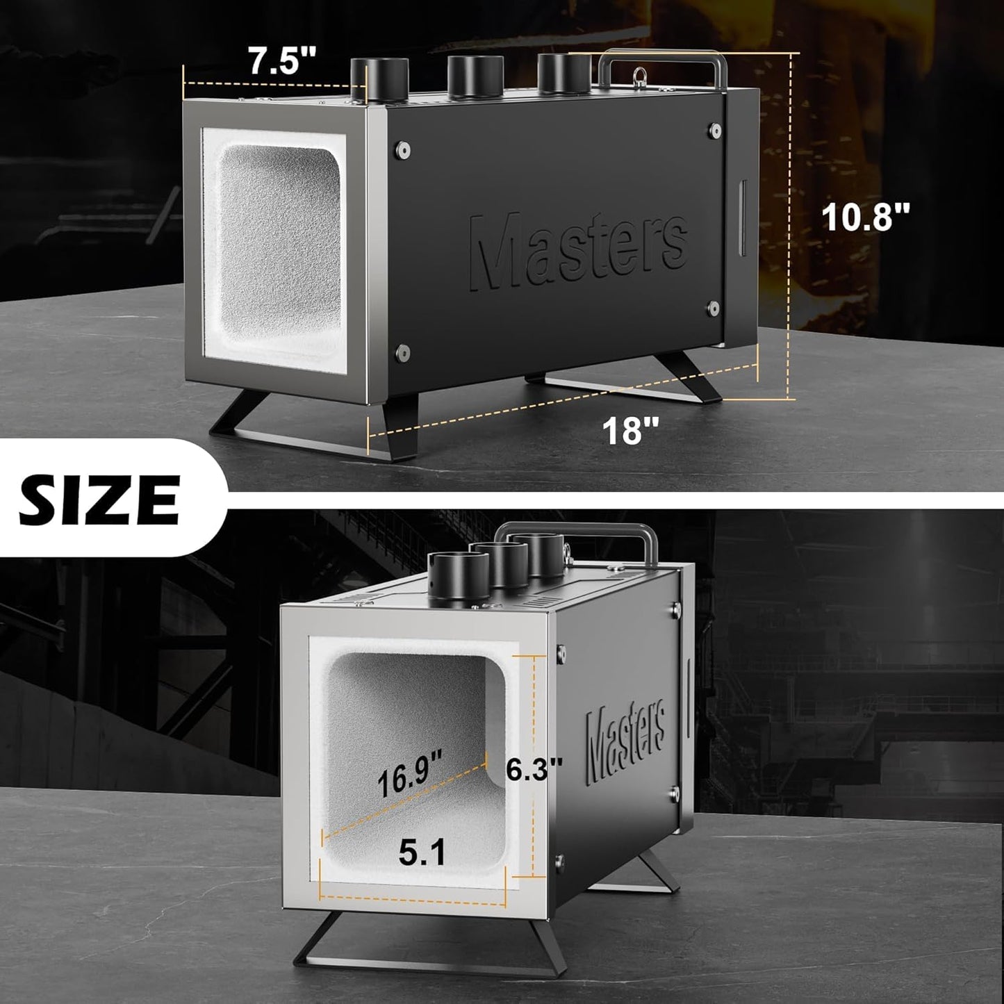 MMasters 3 Burner Propane Forge Kit – Extended Square Gas Forge with Base for Knife Forging, Blacksmithing & Farrier Work