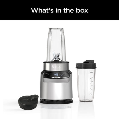 Ninja Fit Compact Personal Blender, Portable Blender for-Smoothies, Shakes, Food Prep, and Frozen Blending, 700-Watt Base, (2) 16-oz. Cups and Spout Lids, Black QB3001SS