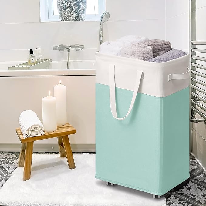 Goodpick Laundry Basket with Wheels, 75L Laundry Hamper with Wheels, Large