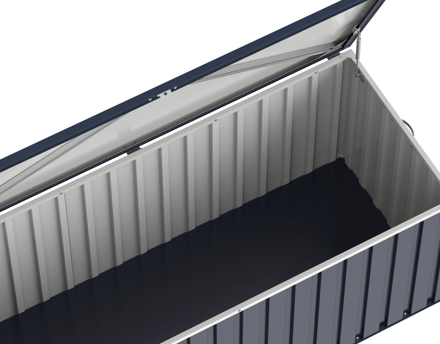Duramax DH 1.7 Metal Cushion Box (770 L) with Hydraulic Gas Cylinder & Padlock Eye, Outdoor Deck Box and Garden Furniture Organizer, Anthracite & Off-White Trimmings