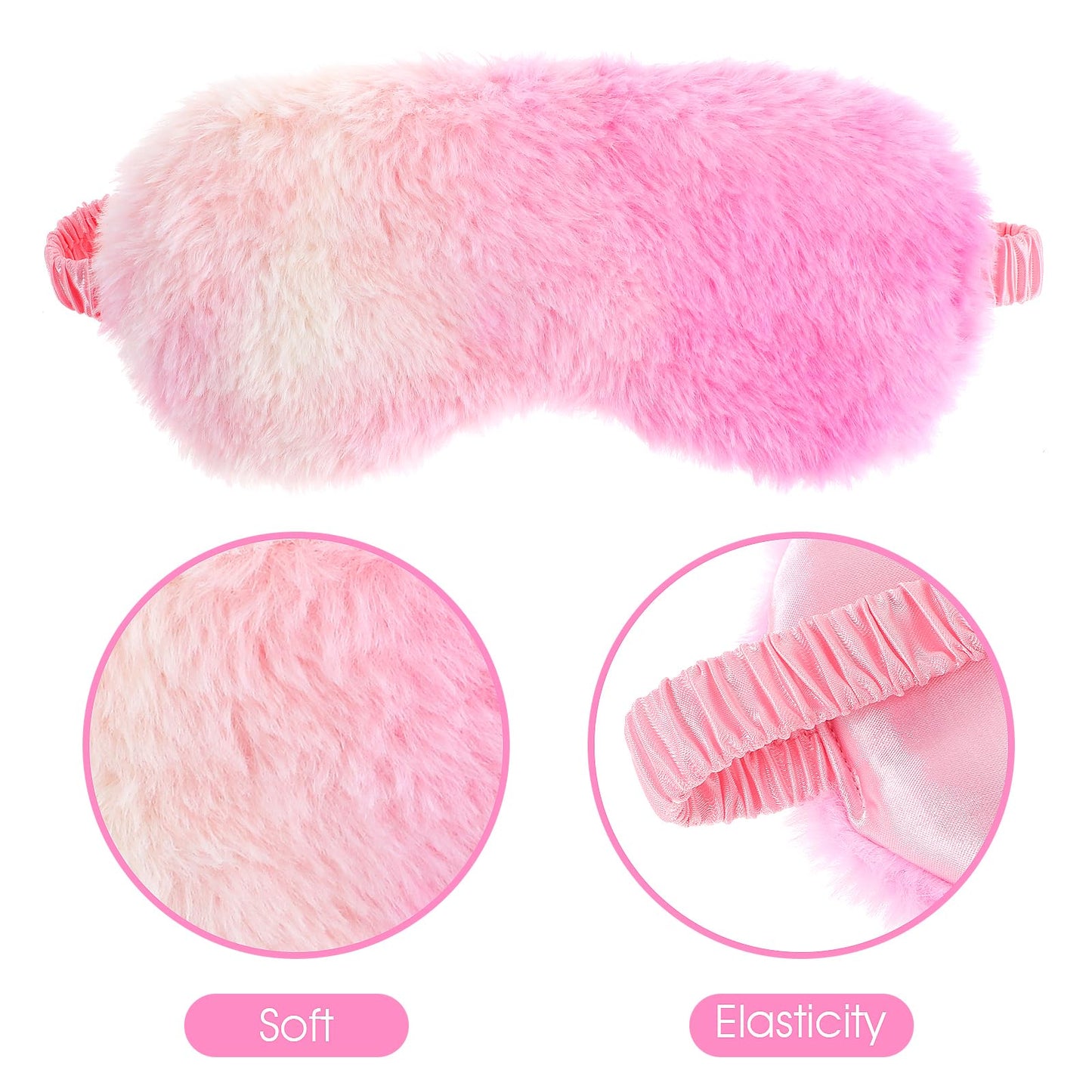 2 Pack Plush Sleeping Eye Mask Soft Plush Eye Mask Fuffy Eye Cover Comfortable Sleep Mask Blindfold Rainbow Faux Fur Eye Shade for Women, Men and Kids Travel Nap Sleeping 565488_2_3pL1H9vJ3