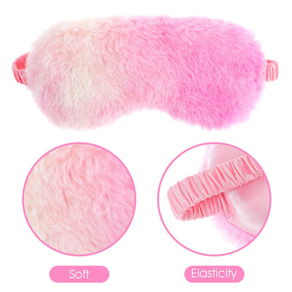 2 Pack Plush Sleeping Eye Mask Soft Plush Eye Mask Fuffy Eye Cover Comfortable Sleep Mask Blindfold Rainbow Faux Fur Eye Shade for Women, Men and Kids Travel Nap Sleeping 565488_2_3pL1H9vJ3