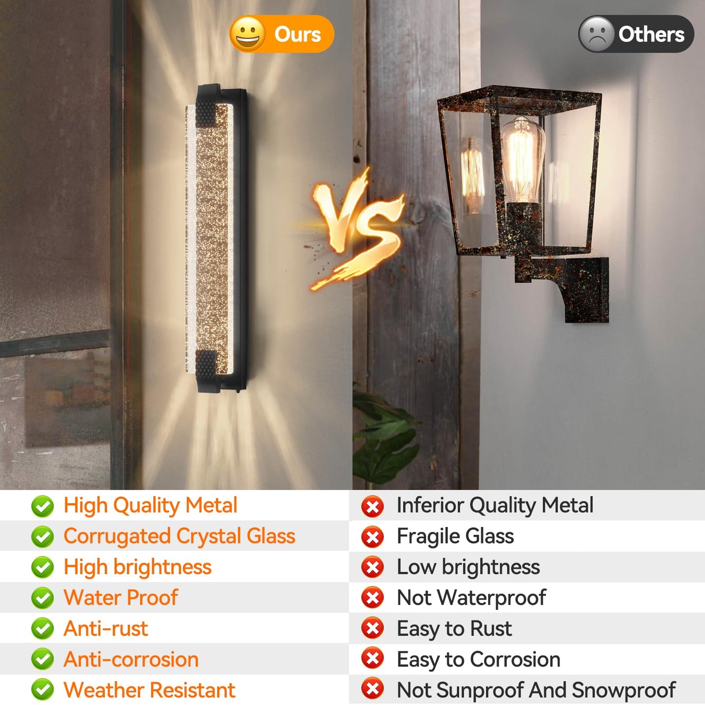 camuucci Dusk to Dawn Outdoor Light with Crystal Bubble Glass,31.1 Inches LED Porch Lights Outdoor Waterproof Modern Outside Sconce Wall Mount for Doorway Hallway Black