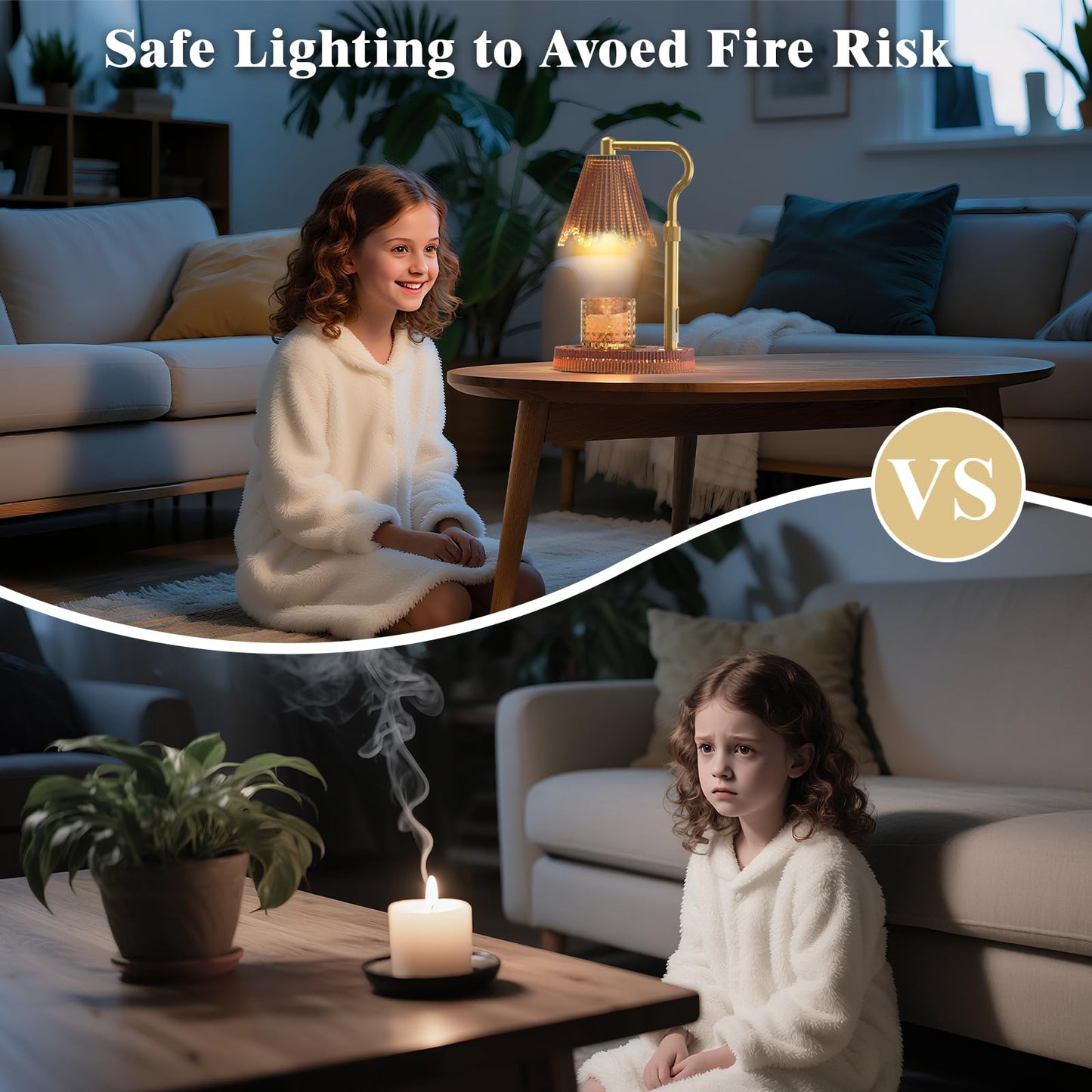 WYghyronic Candle Warmer Lamp with Timer & Dimmable 4-Level Brightness - Adjustable Height,for New Home Bedroom, Gifts for Women (Brown)