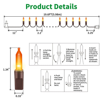 LAMPHOME Orange Thanksgiving Mini Lights, 100Count 19.6ft Autumn Fall String Lights,Connectable 120V Plug in Outdoor Halloween Home Christmas Tree Garden Holiday Party Patio Decor