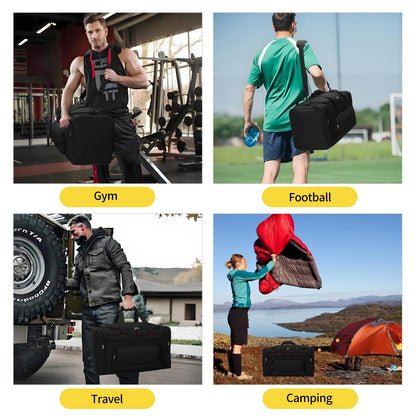 THSOGO 22 inch Gym Bag for Men - 55L Large Travel Duffle Bag Sports Equipment Bag with Multiple Zippered Pockets,Outdoor Workout Duffle Bag for Overnight Weekend - Black