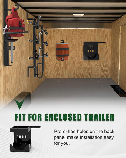 ELITEWILL Adjustable Trailer Backpack Blower Rack Holder with Lock and Fuel Jug 5.5 Gallon Gas Can Holder for Trailer, Anti-Theft Gas Can Rack Mount