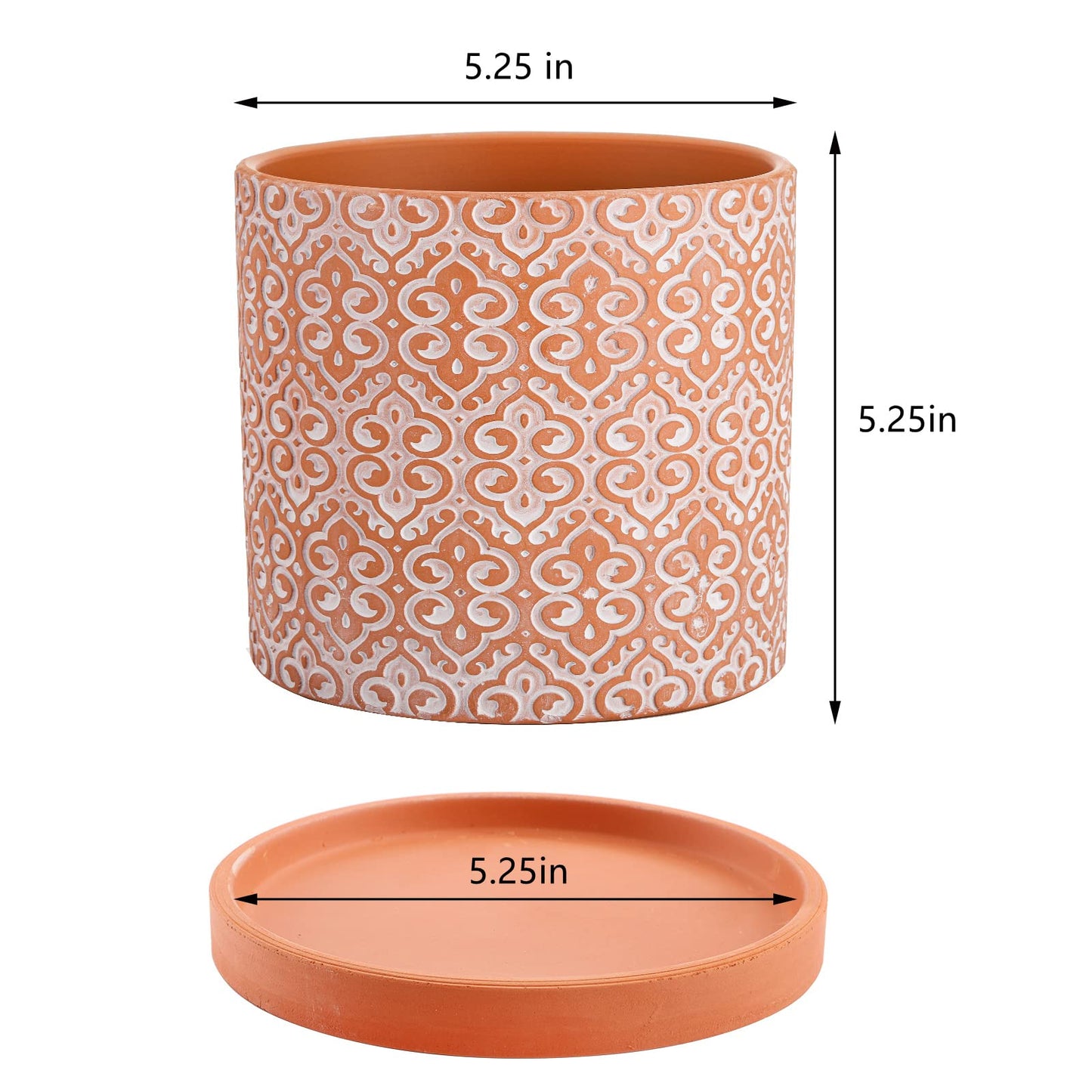 Frcctre 2 Pack Terracotta Pots for Plants, 5 Inch Succulent Planter Pot with Drainage Hole and Saucer, Clay Pottery Pots for Indoor Plants, Cactus, Succulent, Herbs