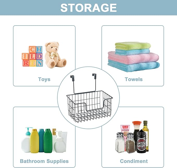 Wire Hanging Storage Basket 2 Packs, Wall Mounted Kitchen Bathroom Storage