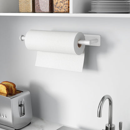 Paper Towel Holder - Self-Adhesive or Drilling, Gold, Wall Mounted, SUS304 Stainless Steel Kitchen Roll Dispenser Under Cabinet