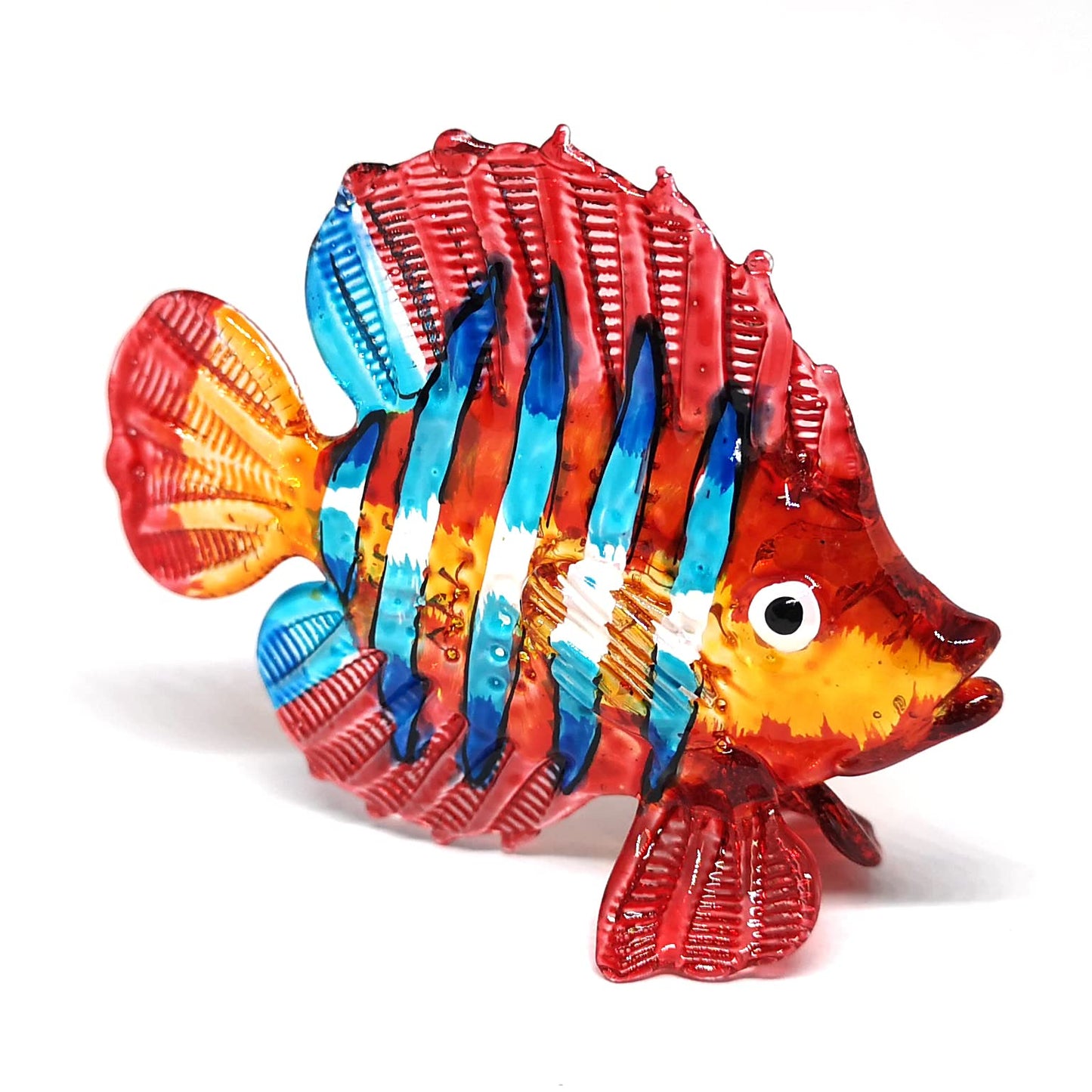 ZOOCRAFT Hand Blown Glass Fish Figurine Red Collectibles Aquarium Handicraft Miniature Sculpture