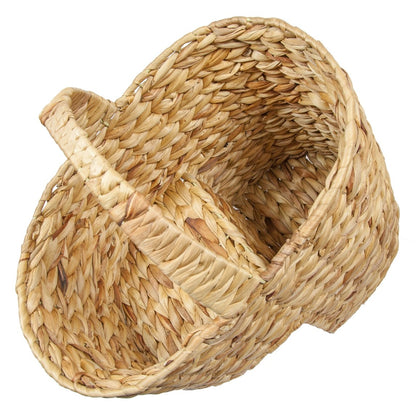 Woodluv Water Hyacinth Stair Basket/Step Storage Basket with Handle, Large, Natural