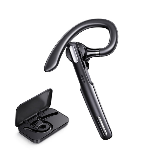ICOMTOFIT Bluetooth Headset, Wireless Bluetooth Earpiece V5.0 Hands-Free Earphones with Built-in Mic for Driving/Business/Office, Compatible with iPhone and Android (Black)