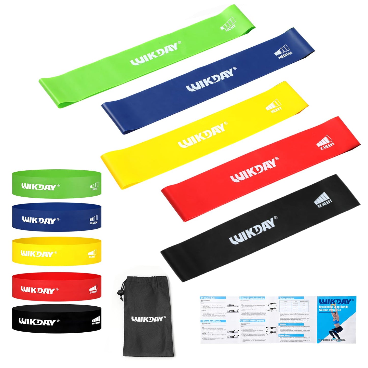 Resistance Bands for Working Out Exercise Loop Bands Workout Bands Set for Men Women Body Stretching, Crossfit Training, Home Workout, Physical Therapy, Booty Legs, Set of 5