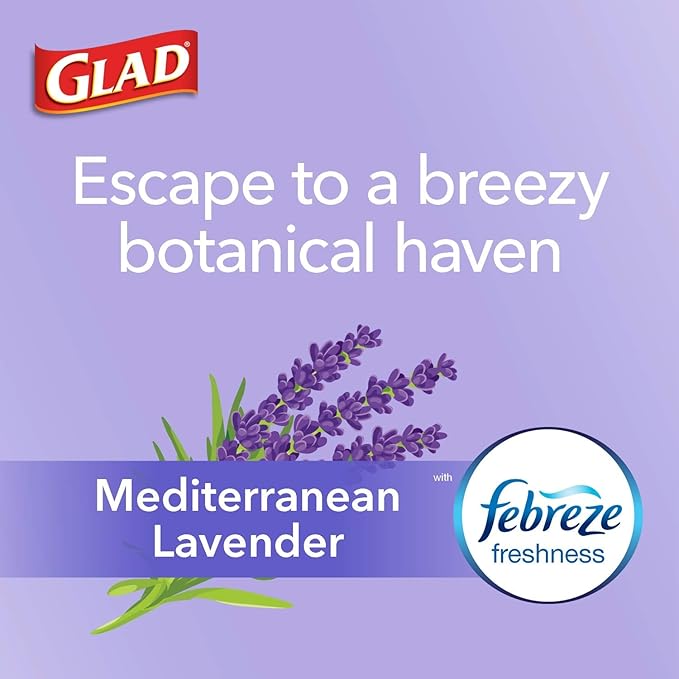 Glad ForceFlex Tall Kitchen Trash Bags, 13 Gallon, Gain Lavender