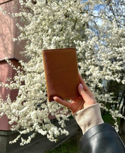 Personalized Leather Passport Cover - Cute Passports Holder - Travel Essentials Gift Idea for Women and Men (Grain Caramel - No Personalization)